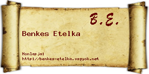 Benkes Etelka névjegykártya